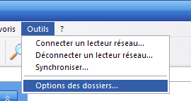 Menu Outils de l'explorateur Windows